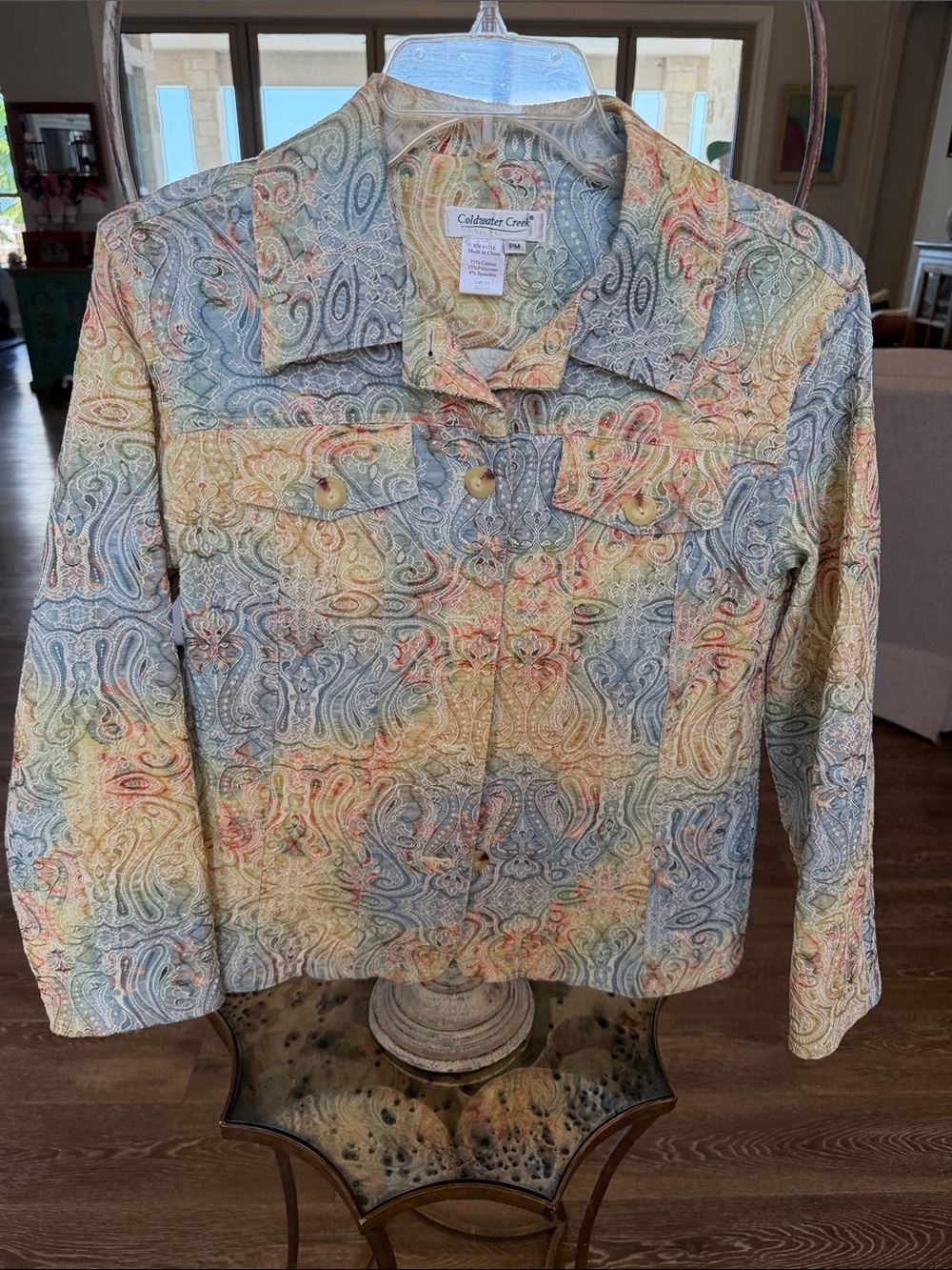 Coldwater Creek Pastel Paisley Quilted Jean Jacket